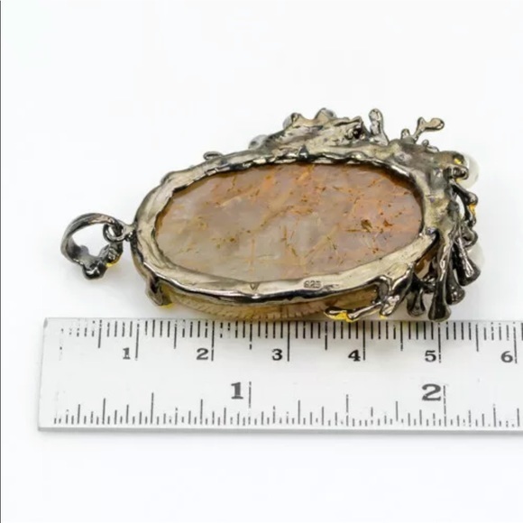 Natural Rutilated quartz Pearl artisan pendant - Picture 4 of 9